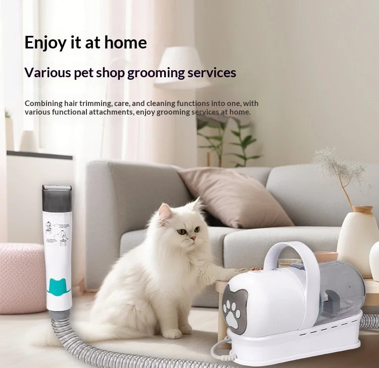 pet 7-in-1 hair suction device cat dog vacuum cleaner machine hair trimmer electric push cutting grooming shaving cleaning