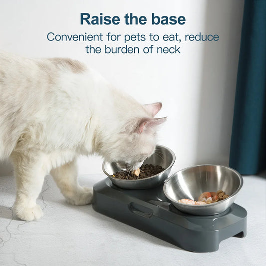 Elevated Pet Bowl 304 Stainless Steel - Adjustable Height Neck Support Large Wide Mouth Feeder for Cats and Dogs - Pet Suppie