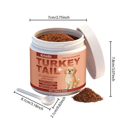 Dog Immune Support Supplement Turkey Tail Mushroom Powder With Probiotics Bacon Flavor For Gut Health And Defense System 3.53oz