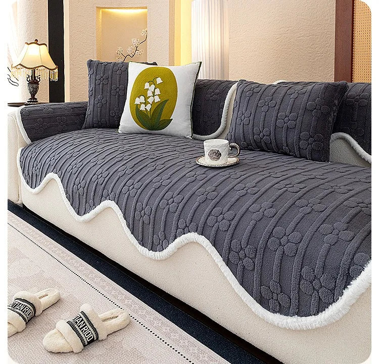 Thicken Plush Sofa Covers Winter Warm Universal Couch Mat Retro Style Anti-slip Sofa Seat Pad Decor for Living Room 방석쿠션