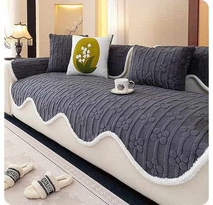 Thicken Plush Sofa Covers Winter Warm Universal Couch Mat Retro Style Anti-slip Sofa Seat Pad Decor for Living Room 방석쿠션