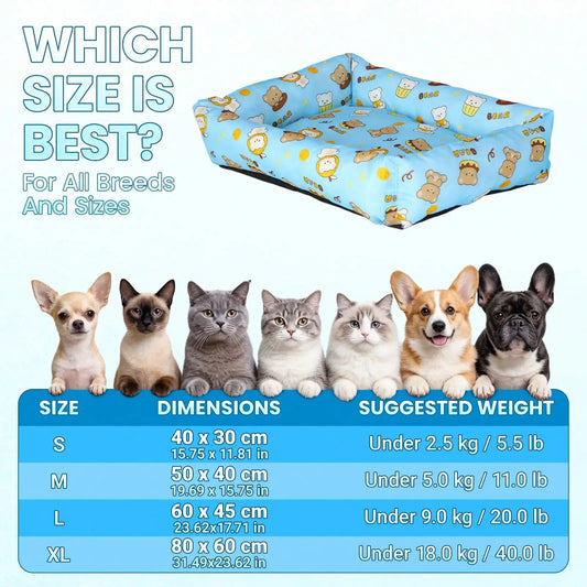 Summer Pet Cooling Mat | Cartoon Bear Design Pet Bed, Waterproof & Scratch-Resistant, Suitable For Cats & Dogs