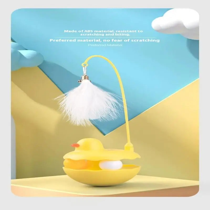 {QTG333} Tumbler Cat Teaser Toy With Removable Feathers & Bells - Self Amusing Kitten Play Wand Easy To Clean And Reassemble