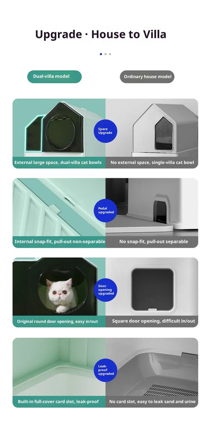 Cleaning Cat Litter Box Enclosed Cat Toilet Drawer Odor Control Large Sealed Anti Odor Chimney Vent Easy Scoop Dispenser