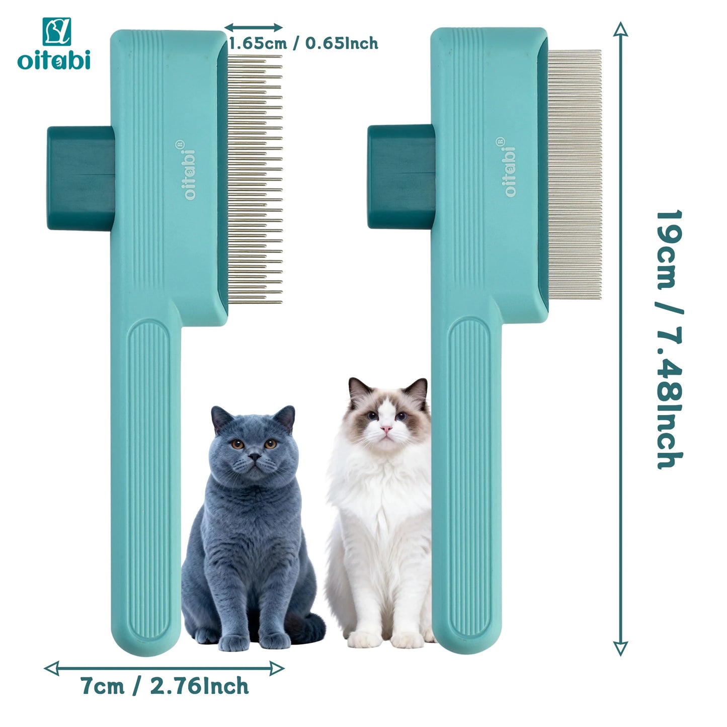 OITABI 1/2PCS Pet Hair Removal Comb One-Click Self-Cleaning Grooming Brush, De-Shedding Comb for Short & Long Hair, Pet Grooming