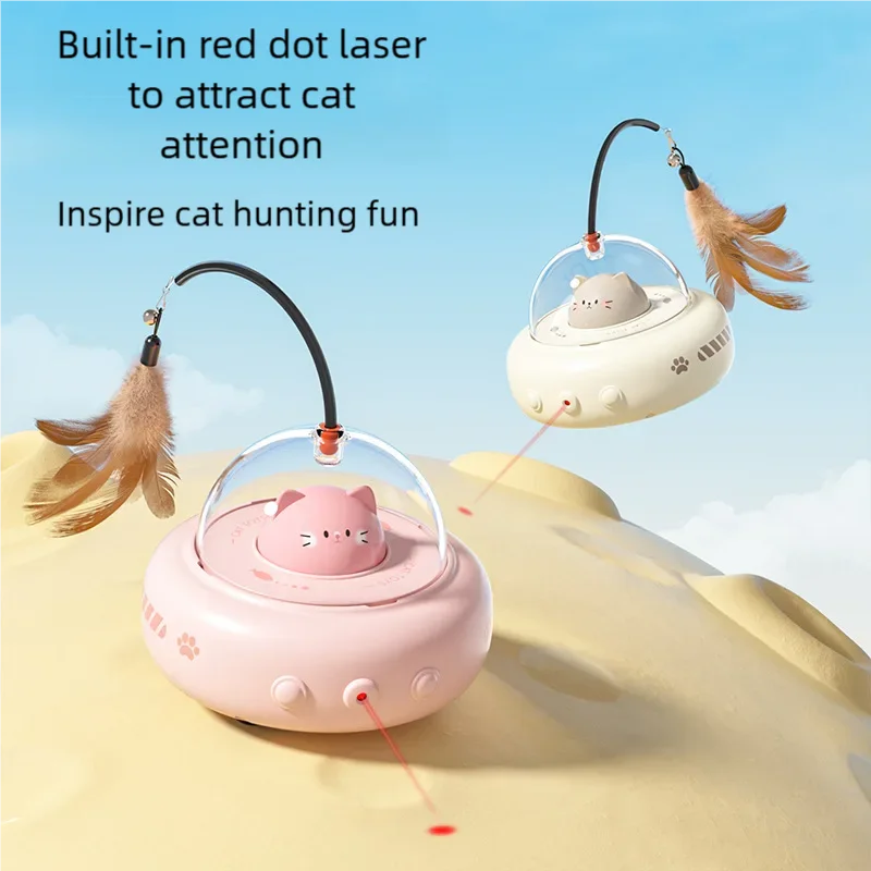 Smart Teaser Cat Toy Electric UFO Cat Teaser Stick With Bell Training Pet Toys Replaceable Feather Interactive Cat Supplies