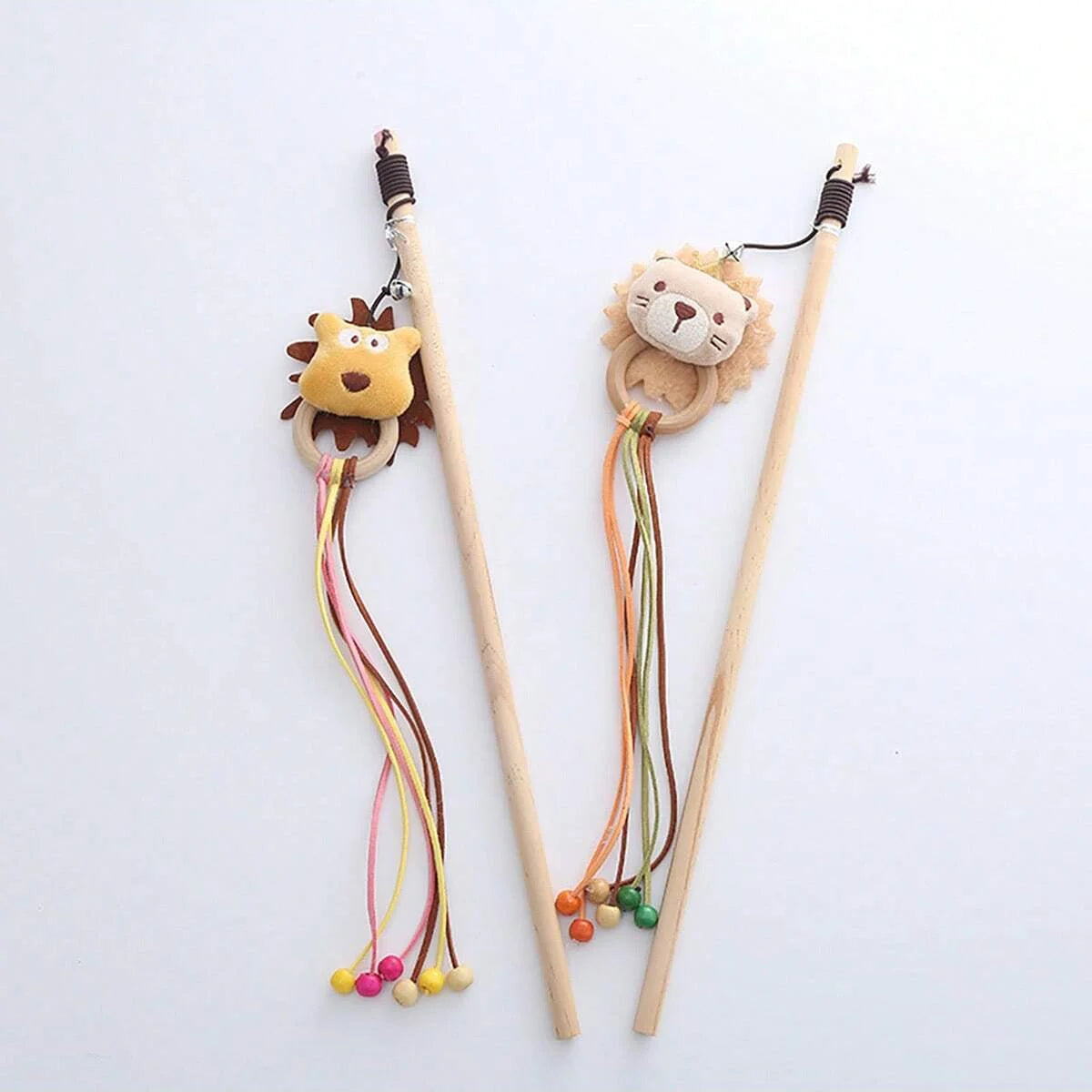1pc-Interactive cat wand with bells, cartoon animals, and wands - providing exercise and playtime fun for your cat-random color