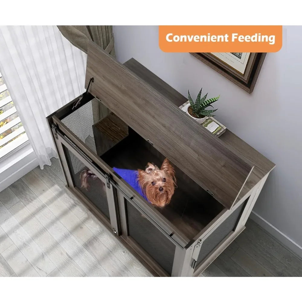Dog Crate Furniture, Wooden Heavy Duty Dog Kennel Indoor, Decorative Dog Cage Table for Extra Large Dogs