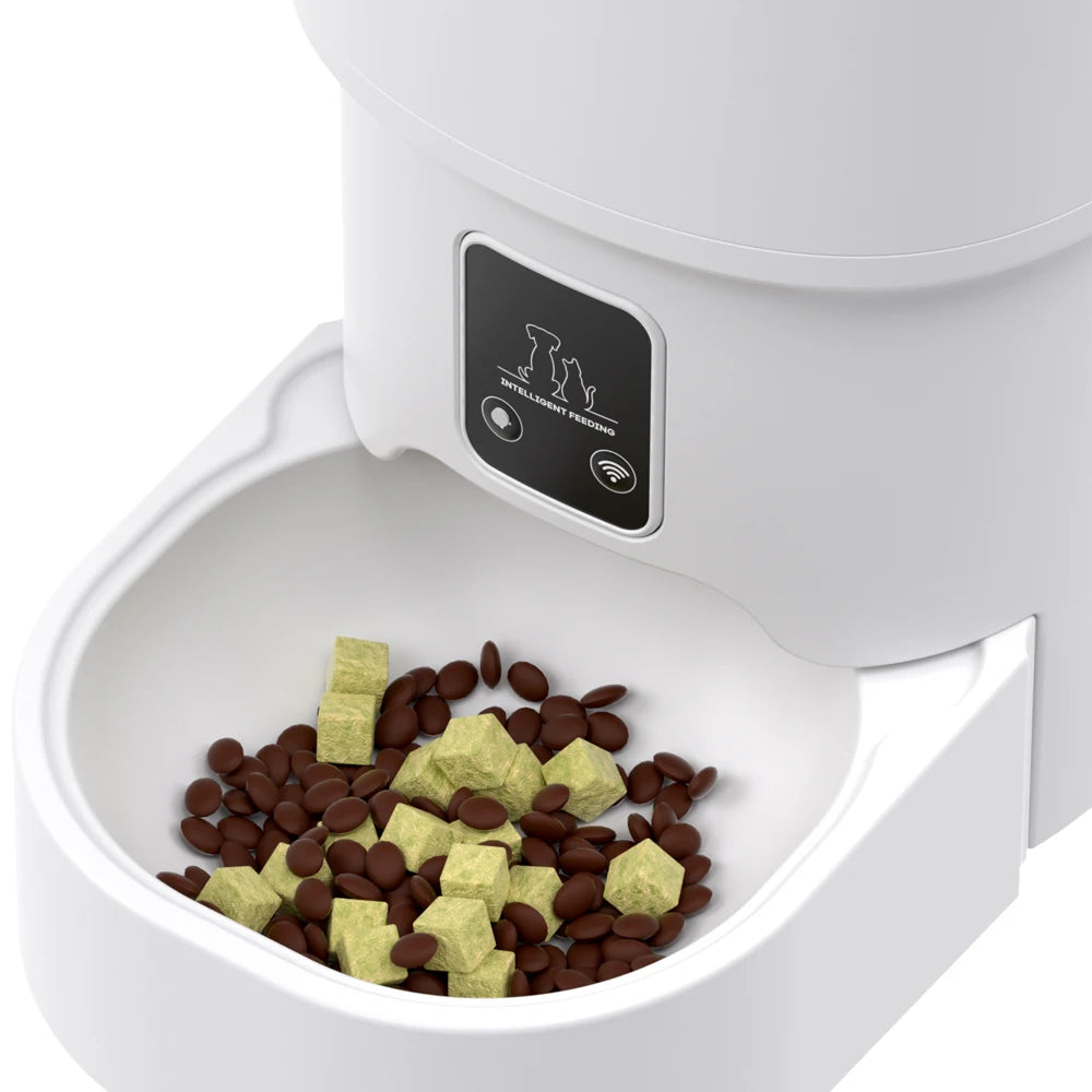 4L WIFI Button Automatic Cat Feeder Intelligent Cat and Dog Pet Feeder Smart Pet Cat Food Dispenser Pet Feeder(No 5V 1A plug)