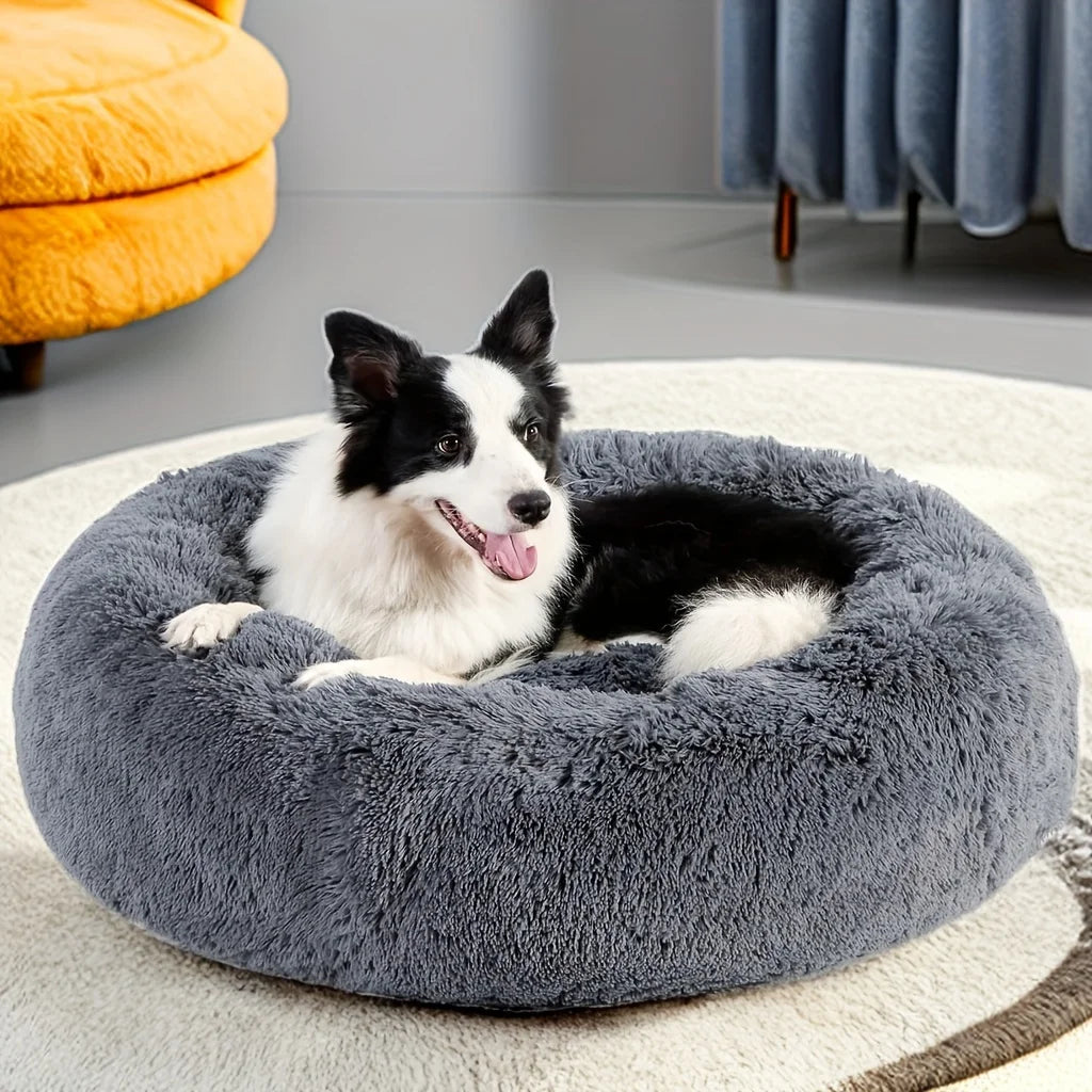 40-120cm Round Long Plush Dog Kennel Winter Warm Pet Sleeping Bed Dog House Dogs Cat Kennel Cushion Soft Sofa Pets Accessories