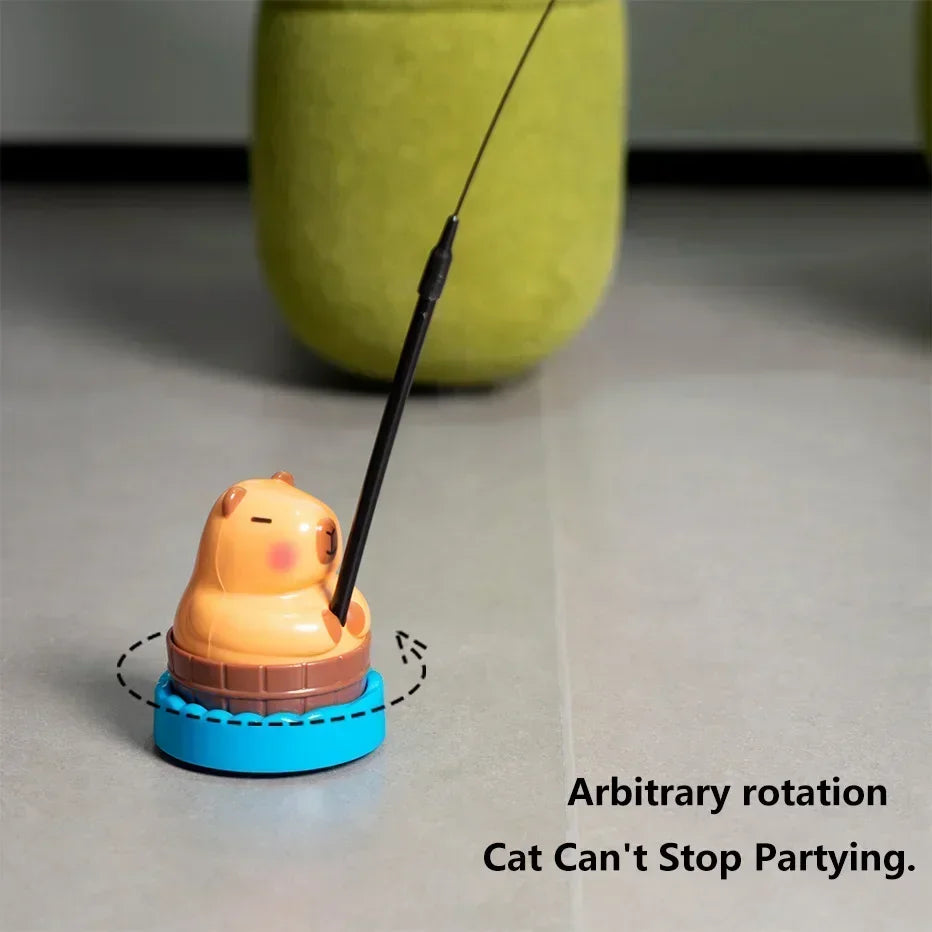 Simulation Capybara Cat Toys Interactive Bird with Bell Cat Stick Toy for Kitten Playing Teaser Wand Toy Pet Cats Supplies