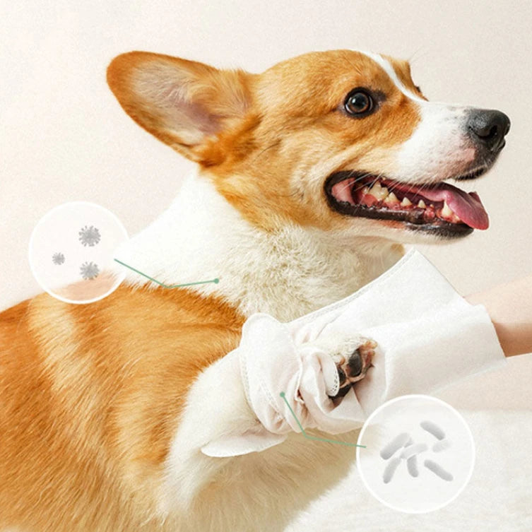 Disposable Waterless Pet Cleaning Gloves – 2-in-1 Massage & Grooming Mitts Pet Wash Free Pet Wipes