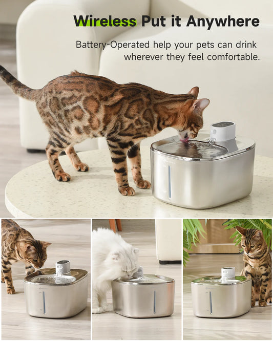 APETDOLA 4L Wireless Cat Water Fountain Auto Sensor Drinking Fountain For Cats Dog Drinker Pet Water Dispenser Accessories - Pet Suppie