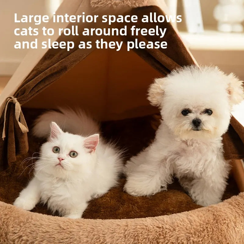 All Season Semi Enclosed Cat Dog Pet House Warm Winter Tent Shelter Wholesale Cat House Cat Accessories Cat's Nest Keeps Warm