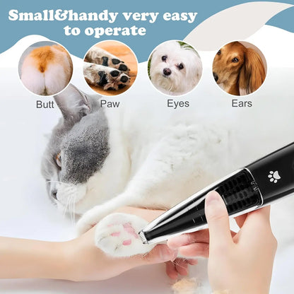 Pet Paw Trimmer for Dog Cat with Vacuum Suction Professional 2 Modes Cordless Electric Dog Grooming Clippers for Cats Paws Face