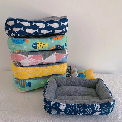 Soft Pet Bed Cat Bed Dog Bed Pet Mattress with Pillow Winter Warm Comfortable Sleeping Mat for Cats Dogs Plush Cat Mat Cat House