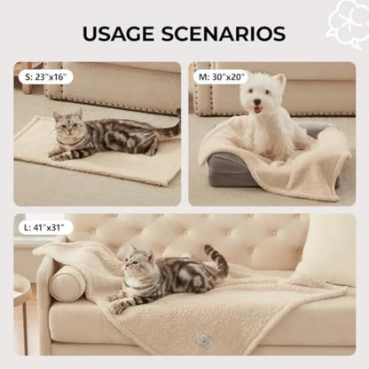 1 Pack 3 Calming Blankets Fluffy Premium Fleece Pet Blanket Soft Sherpa Throw for Dog Puppy Cat Beige Small 23" x16''