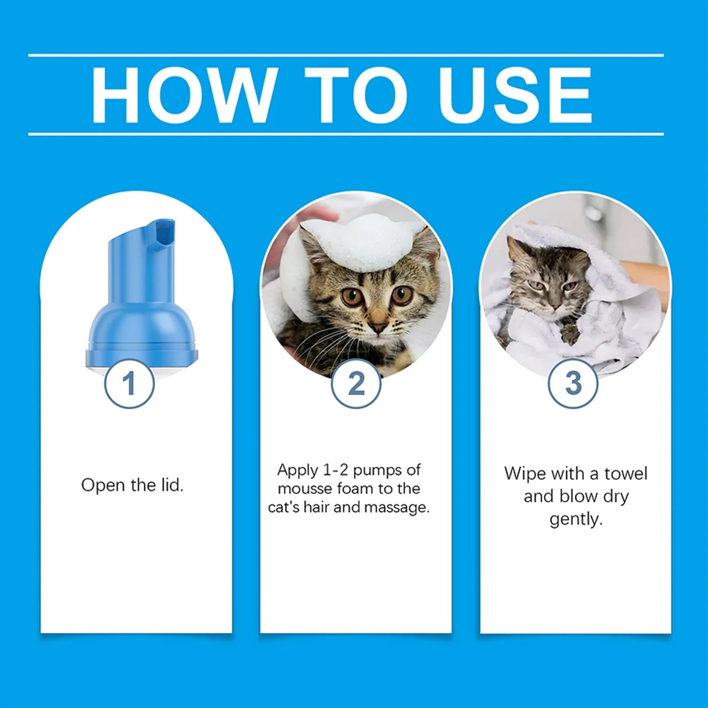 Waterless Cat Shampoo With No Need To Rinse Foam To Clean Cat Leave-in Foam Is Gentle And Non Irritating,60ml