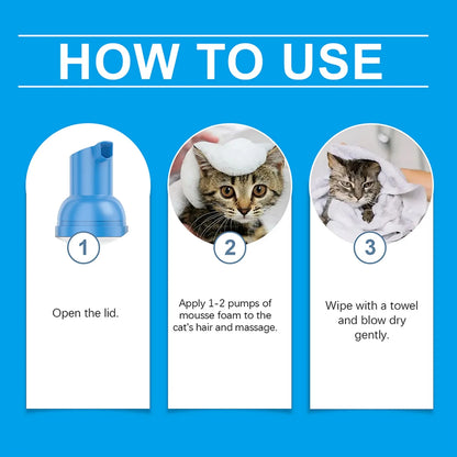 Waterless Cat Shampoo With No Need To Rinse Foam To Clean Cat Leave-in Foam Is Gentle And Non Irritating,60ml