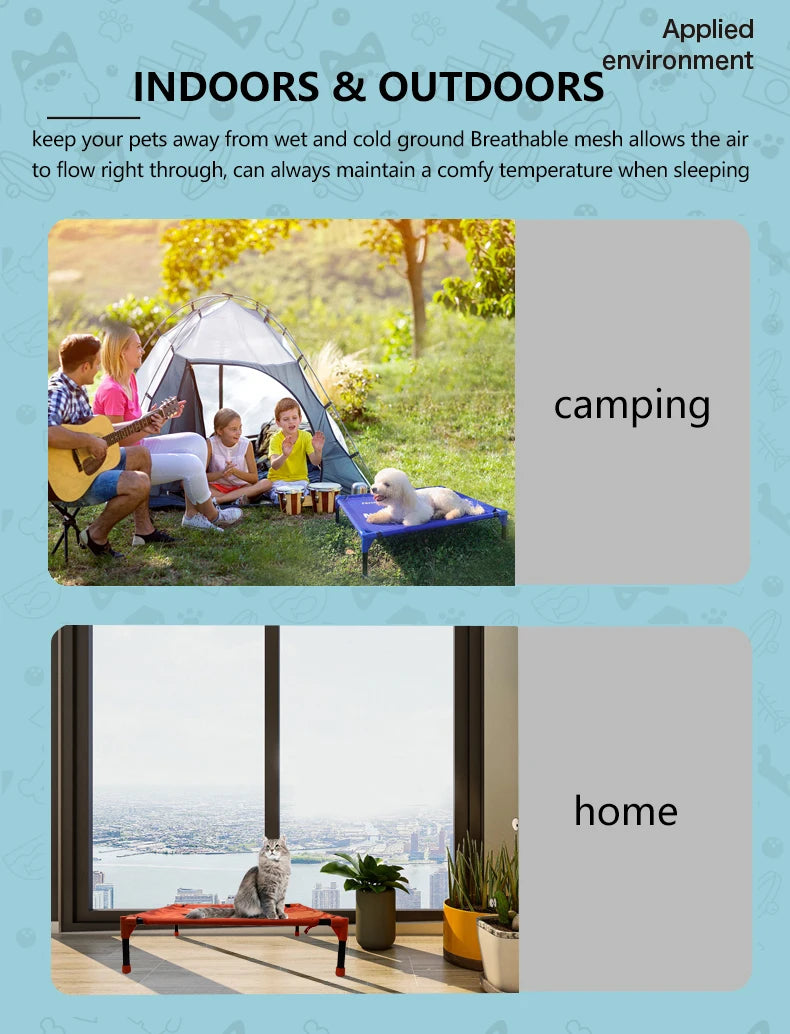 Winter Outdoor Elevated Dog Bed, Large, Medium, Small Pet Dog Bed, Portable Dog Bed for Camping or Beach Breathable Mesh Mesh