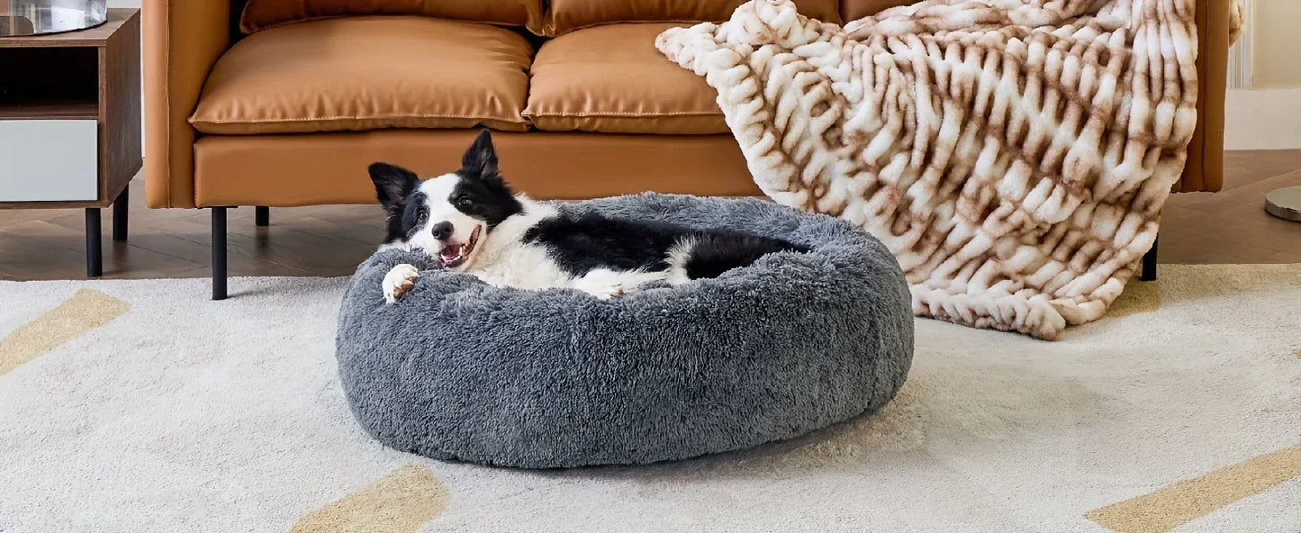 40-120cm Round Long Plush Dog Kennel Winter Warm Pet Sleeping Bed Dog House Dogs Cat Kennel Cushion Soft Sofa Pets Accessories
