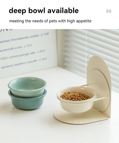 Detachable Pet Cat and Dog Bowl Protects Cervical Vertebrae Against Upset Height Adjustable Pet Ceramic Bowl