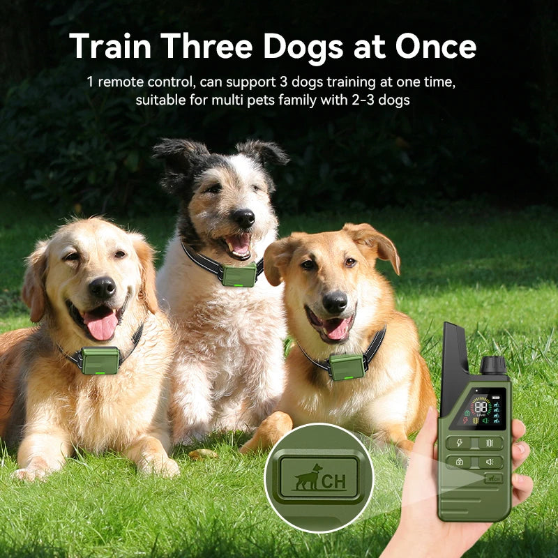 ROJECO Electric Dog Training Collar IPX7 Waterproof Dog Bark Stop Collar With Remote Control Rechargeable Anti Barking Device