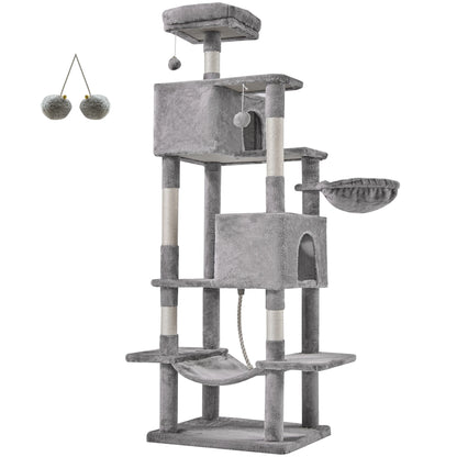 JHK Cat Tree Tower 66 Inch Large Multi Level Cat Climbing Tower with Condo Natural Sisal Scratching Posts Pet House for Indoor