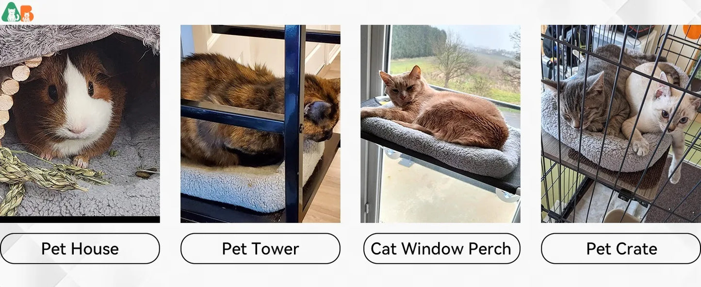 ATUBAN Cat Beds for Indoor Cats,Dog Bed Curl Sleep Plush Cushion Pillow,Non-Slip Bottom Washable Mat for Small Pet Puppy Rabbit