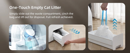 Uahpet Stainless Steel Self Cleaning Cat Litter Box, Automatic Cat Litter Box with APP Control, Lower Entry, Safety Sensors