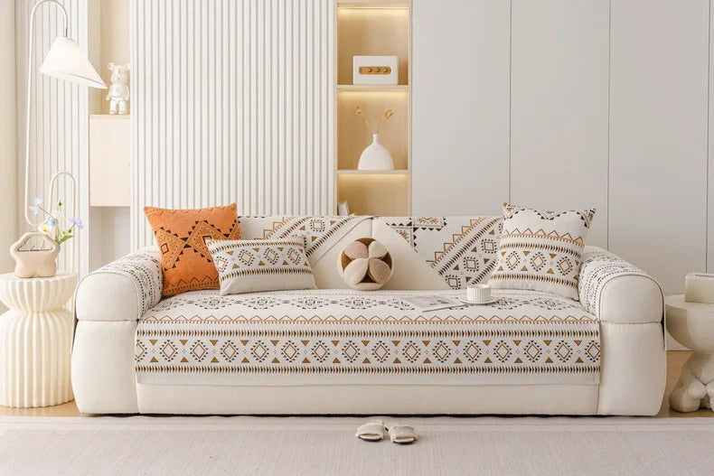 Chenille Sofa Cover Anti-slip Geometric Couch Slipcover Winter Warm ArmChair Protector for Living Room 1/2/3/4 Seater L Shaped