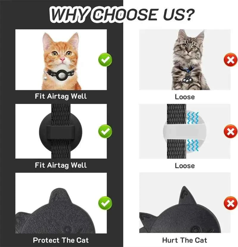 Airtag Cat Collar, Breakaway Cat Airtag Collar with QR Tag & Reflective Lightweight Kitten Collar for Apple Air tag GPS Tracker
