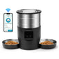 4.5L Intelligent Pet Feeder With Two Stainless Steel Bowls Button & WiFi APP Control Cat/Dogs Timed Food Automatic Dispenser