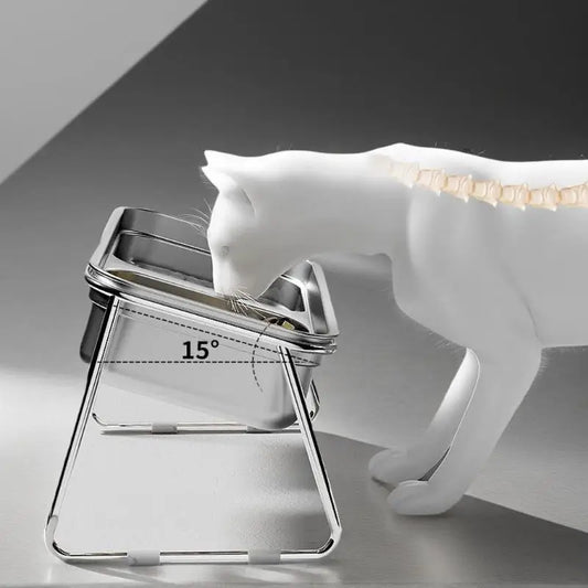 Cat Bowl Cat Food Bowl Stainless Steel Double Bowl Anti-Tip Pet Bowl Cat Eating Bowl Drinking Bowl Grain Bowl Dog Bowl