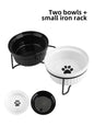 1 Set Elevated Ceramic Cat Bowls 1 Set Non-Slip Ceramic Cat Food And Water Bowls With Iron Bracket, Elevated Tilted Cat Feeder