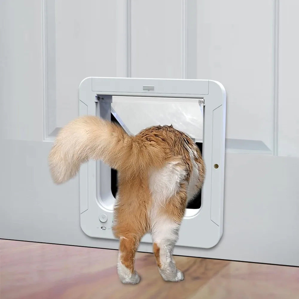 Smart Silent Electric Pet Door for Cats and Dogs Free Passage with Chip Recognition Suitable for Glass, Iron, and Wooden Doors