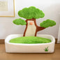 2-in-1 Cat Bed & Scratch Board Combo, Pine Tree Design Pet Furniture with Removable Washable Cushion, All-Season Warm Nest