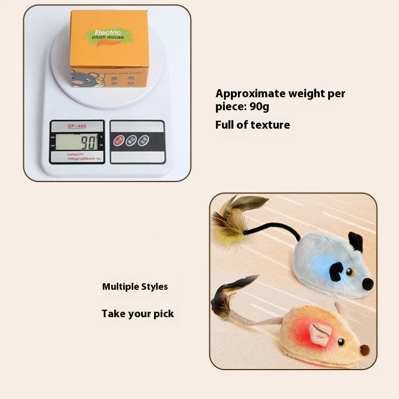 Cat Mouse Interactive Plush Toys LED Glow Electric Telecontrol Auto Rechargeable Pet Moving Mice Toy Realistic Kitten