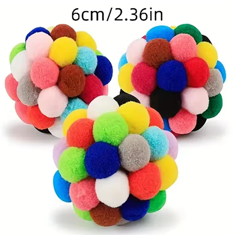 1/3 PCS Cat Toys Colorful Plush Ball Toys Comes with Bells Pet Interactive Toys Suitable for Kittens to Play with