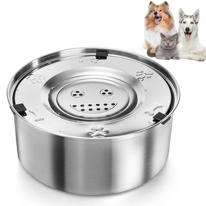 Big Capacity Stainless Steel Dog Cat Pet Floating Water Bowl No Spill Anti-Splash Dog Water Feeder Dispenser Bowl