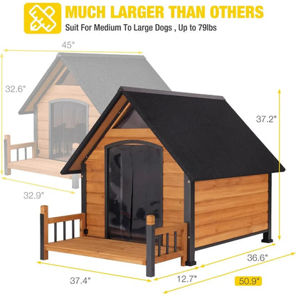 Large Outdoor Heated Dog House for Small, Medium, and Large Dogs with Insulated Metal Frame Kennel