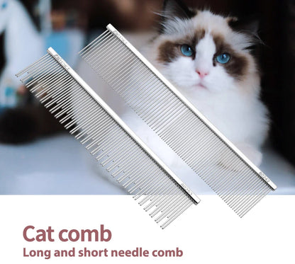 Fenice Professional Anti-Corrosion Grooming Comb For Dogs Cats Tapered Stainless Steel Pins Pet Grooming Supplies