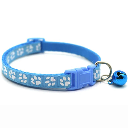 1Pc Colorful Cute Bell Collar Adjustable Buckle Cat Collar Pet Supplies Footprint Personalized Kitten Collar Small Dog Necklace