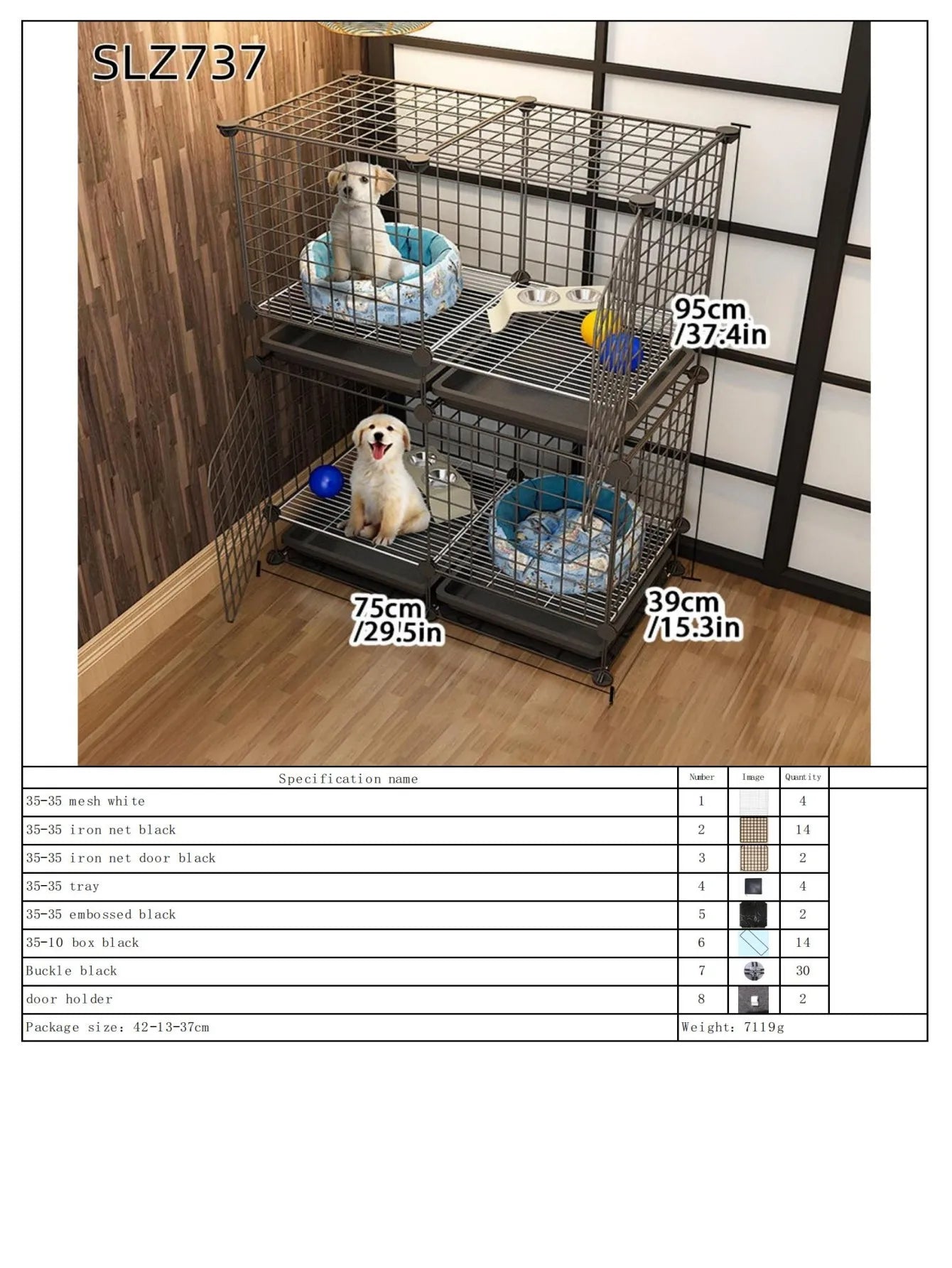 Dog Cage for Medium-Sized Dogs, Small Dogs, Indoor Teacup Dogs, Teddy, Labrador Villa Fence with Toilet, Dog Supplies