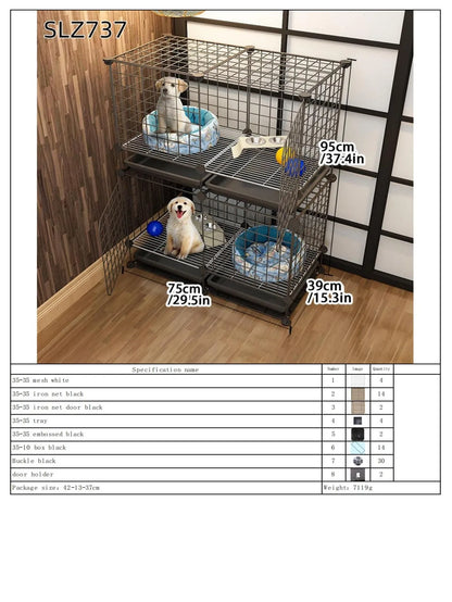 Dog Cage for Medium-Sized Dogs, Small Dogs, Indoor Teacup Dogs, Teddy, Labrador Villa Fence with Toilet, Dog Supplies