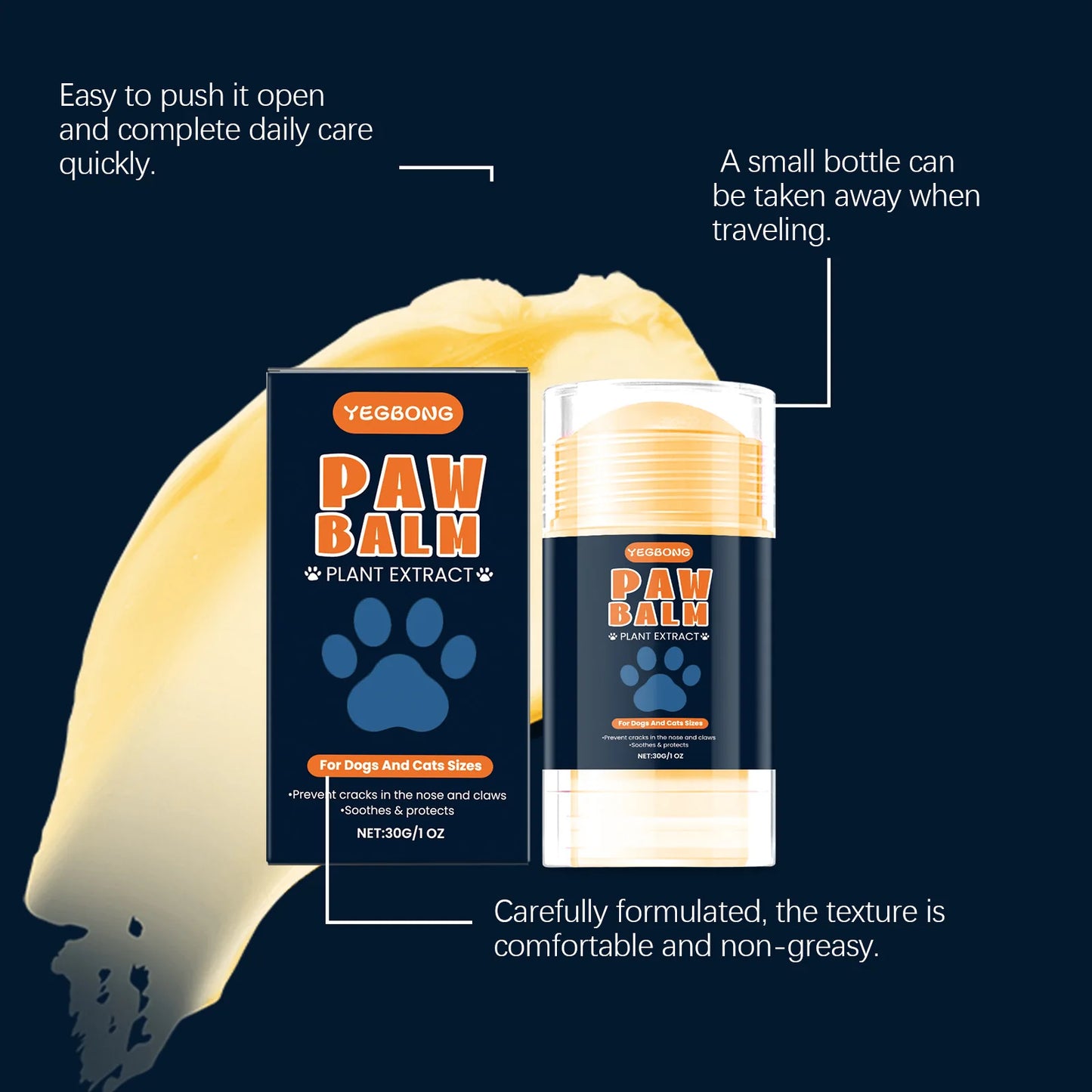 YEGBONG Pet Paw Stick for Dogs Cats Natural Balm Dry Cracked Paws Protection Hypoallergenic Safe Licking Nourishing Care Winter