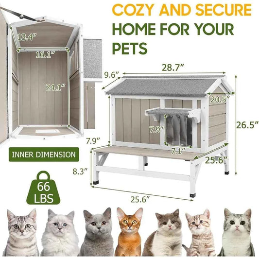 Cat Houses for Outdoor Cats Feral Cat Shelter Wooden Pet House
