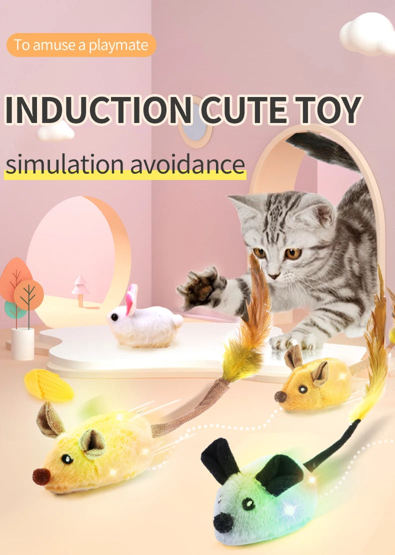 Smart Running Mouse Cat Toy Interactive Random Moving Electric Toys USB charging Simulation Mice Kitten Self-Playing Plush Toys