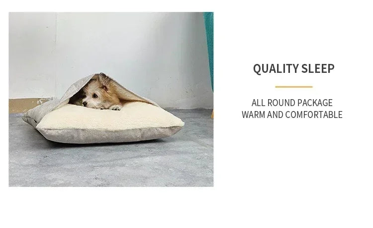 Bite-Resistant Washable Pet Bed - Winter Warm Removable Plush Cushion Large Dog Kennel Sofa Mat & Cat Sleeping Bag for Pets