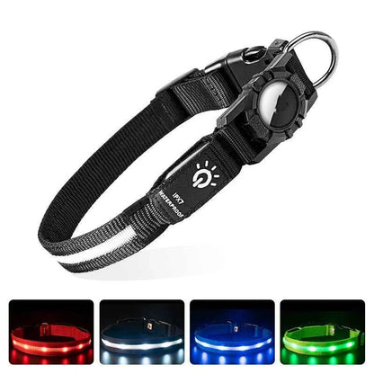 Portable Dog Collar Rechargeable For Air-Tag LED Glowing Collar Adjustable Large Dog Night Light Collar Pet Safety Collar